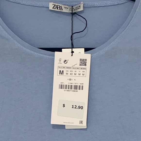 NWT Zara scoop neck baby blue t shirt - Picture 6 of 6